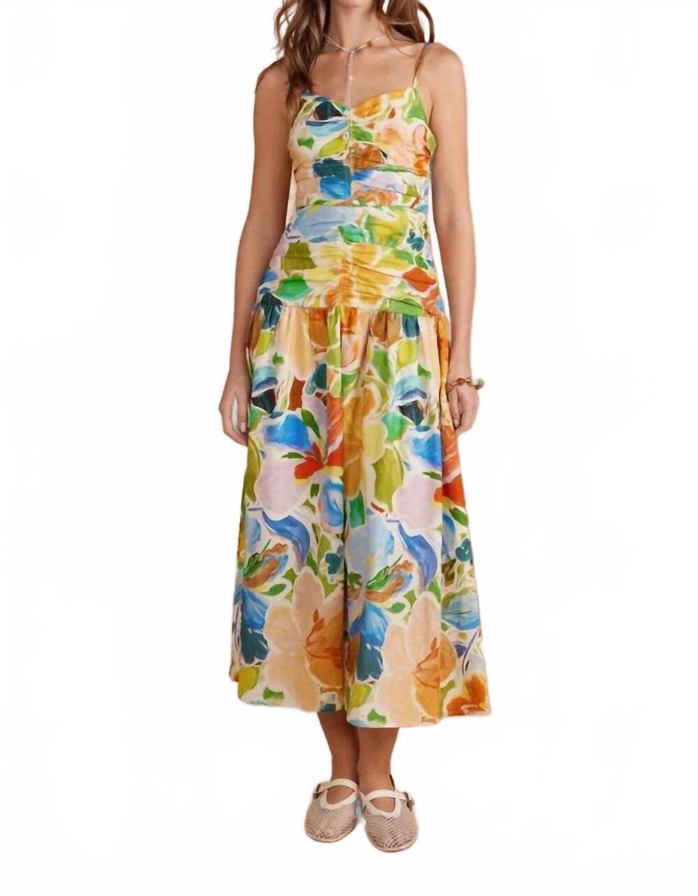 NEW STRUT & BOLT floral print maxi dress in blue multi